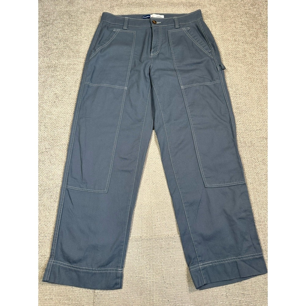 Old Navy Pants Womens 12 Blue High Rise Straight Utility Workwear Cotton